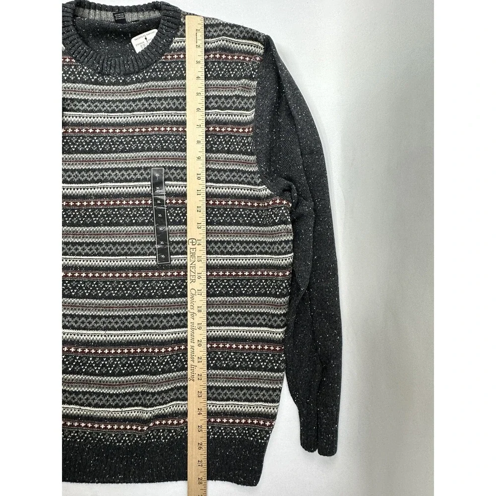 Tricots St. Raphael Sweater Mens XL Charcoal Striped Acrylic Blend Soft NWT